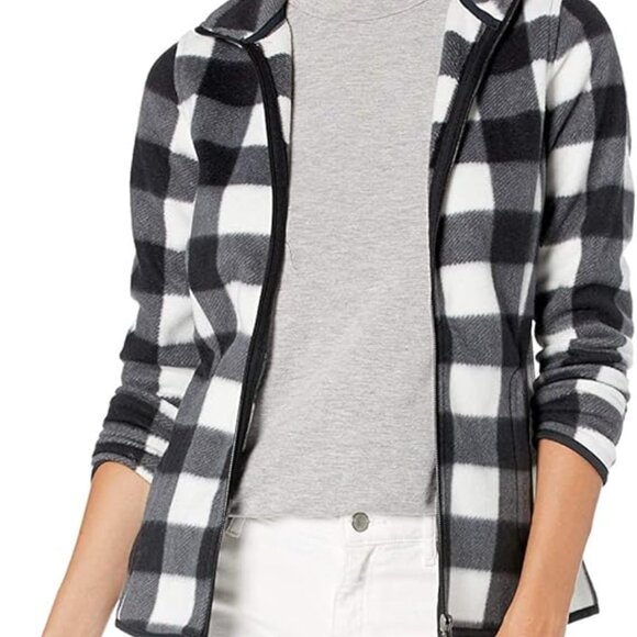 Polar Soft Fleece Jacket Black White Buffalo Plaid Full Zipper Sz XXL NWT - Picture 4 of 7